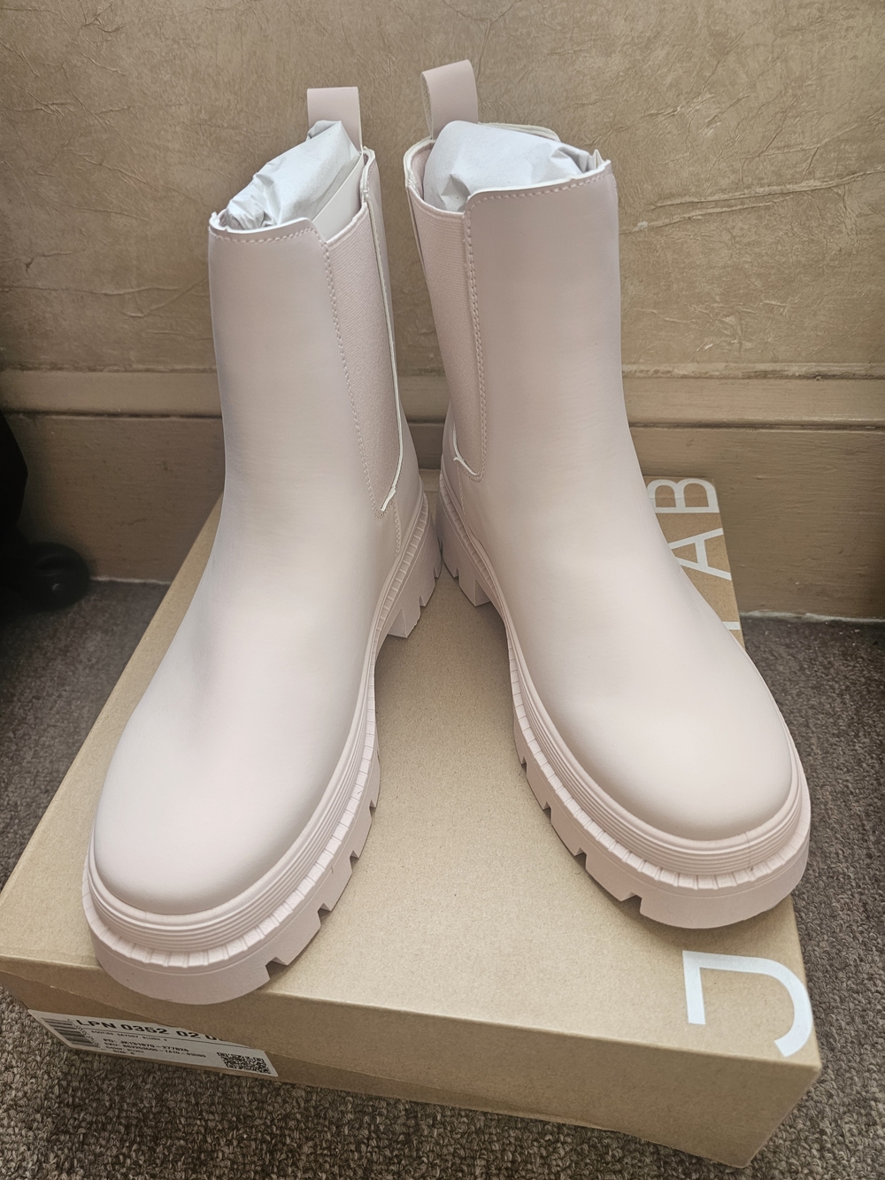 Chunky Chelsea Boots in Light Pink - Women's Fashion Boot